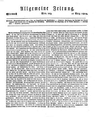 Allgemeine Zeitung Mittwoch 11. August 1802
