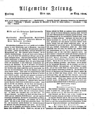 Allgemeine Zeitung Freitag 20. August 1802