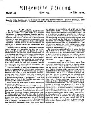 Allgemeine Zeitung Sonntag 10. Oktober 1802