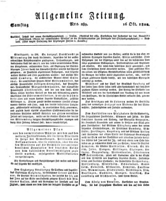 Allgemeine Zeitung Samstag 16. Oktober 1802