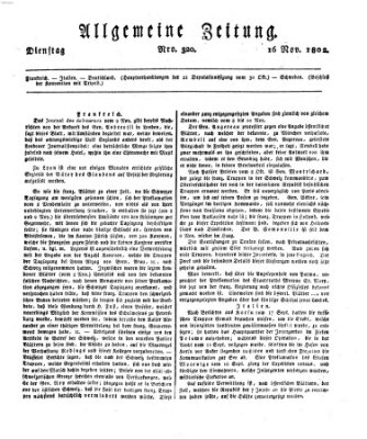 Allgemeine Zeitung Dienstag 16. November 1802