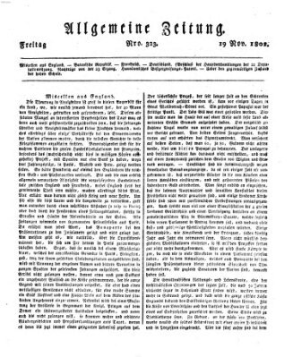 Allgemeine Zeitung Freitag 19. November 1802