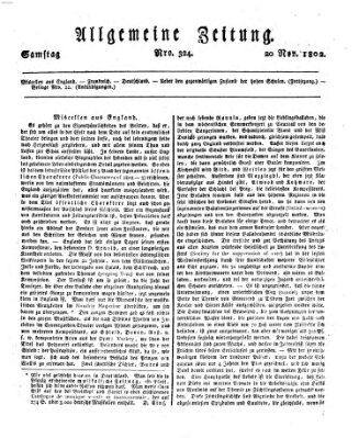Allgemeine Zeitung Samstag 20. November 1802