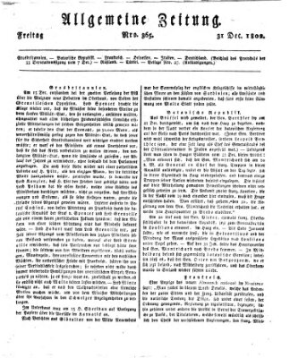 Allgemeine Zeitung Freitag 31. Dezember 1802