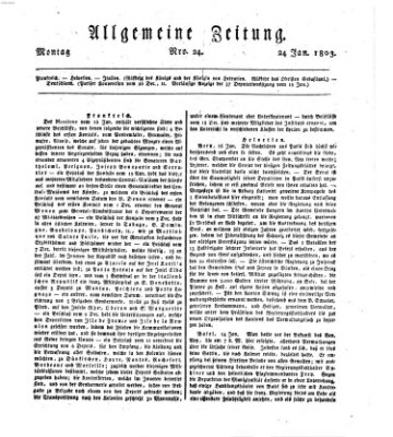 Allgemeine Zeitung Montag 24. Januar 1803