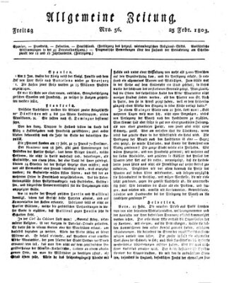 Allgemeine Zeitung Freitag 25. Februar 1803