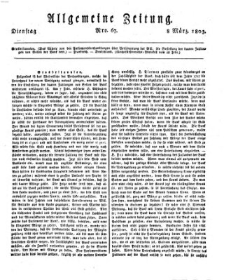 Allgemeine Zeitung Dienstag 8. März 1803