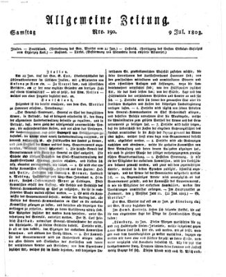 Allgemeine Zeitung Samstag 9. Juli 1803