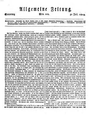 Allgemeine Zeitung Sonntag 31. Juli 1803