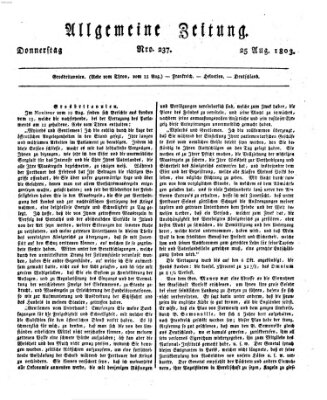 Allgemeine Zeitung Donnerstag 25. August 1803