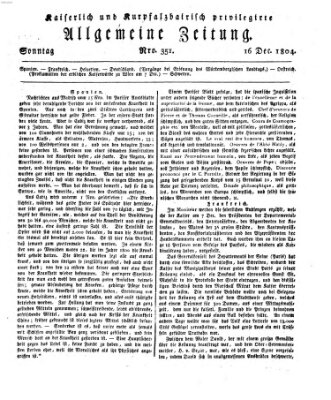Kaiserlich- und Kurpfalzbairisch privilegirte allgemeine Zeitung (Allgemeine Zeitung) Sonntag 16. Dezember 1804