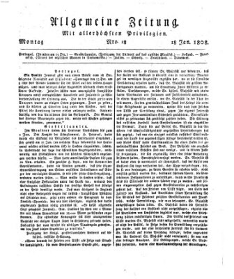 Allgemeine Zeitung Montag 18. Januar 1808