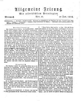Allgemeine Zeitung Mittwoch 27. Januar 1808