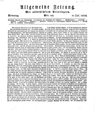 Allgemeine Zeitung Sonntag 10. Juli 1808