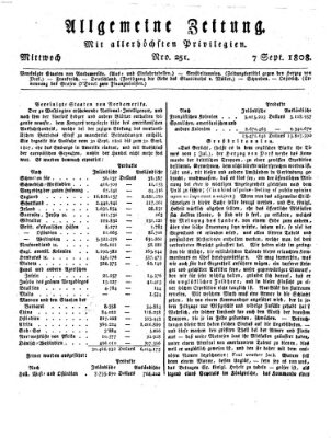Allgemeine Zeitung Mittwoch 7. September 1808