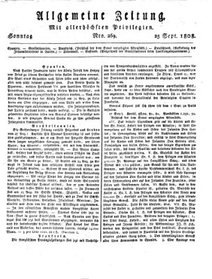 Allgemeine Zeitung Sonntag 25. September 1808