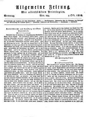 Allgemeine Zeitung Sonntag 9. Oktober 1808