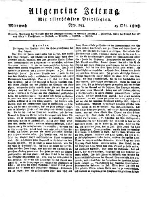 Allgemeine Zeitung Mittwoch 19. Oktober 1808