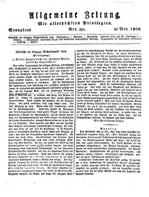 Allgemeine Zeitung Samstag 26. November 1808