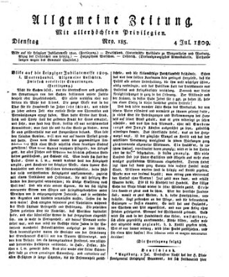 Allgemeine Zeitung Dienstag 4. Juli 1809