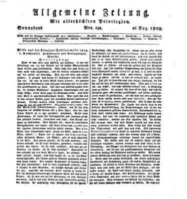 Allgemeine Zeitung Samstag 26. August 1809