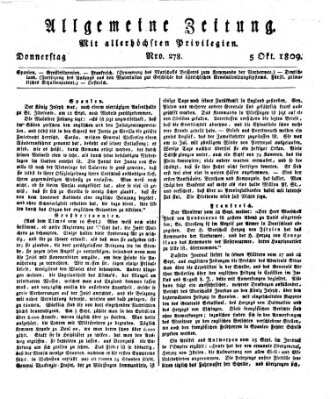 Allgemeine Zeitung Donnerstag 5. Oktober 1809