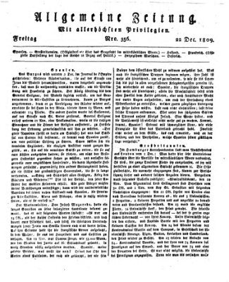 Allgemeine Zeitung Freitag 22. Dezember 1809