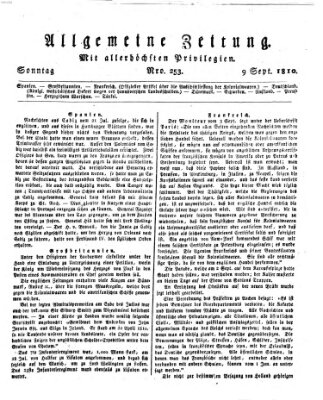 Allgemeine Zeitung Sonntag 9. September 1810