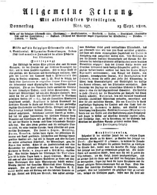 Allgemeine Zeitung Donnerstag 13. September 1810