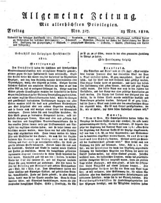 Allgemeine Zeitung Freitag 23. November 1810