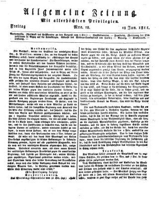 Allgemeine Zeitung Freitag 18. Januar 1811