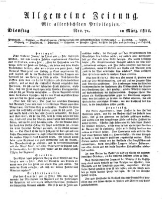 Allgemeine Zeitung Dienstag 12. März 1811