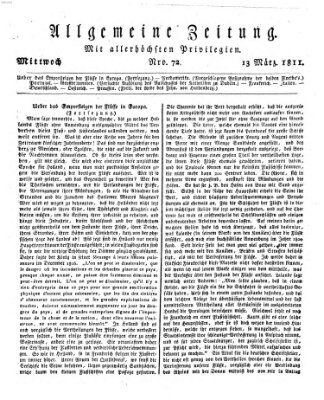 Allgemeine Zeitung Mittwoch 13. März 1811