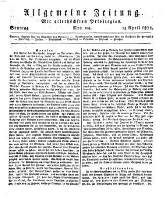 Allgemeine Zeitung Sonntag 14. April 1811