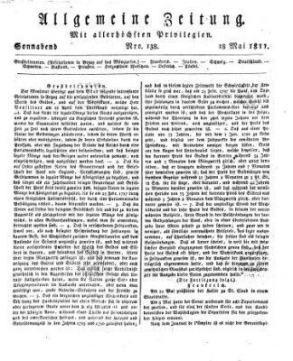 Allgemeine Zeitung Samstag 18. Mai 1811