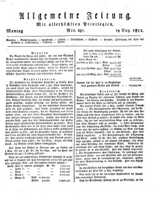 Allgemeine Zeitung Montag 19. August 1811