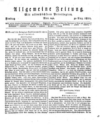 Allgemeine Zeitung Freitag 30. August 1811