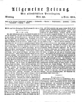 Allgemeine Zeitung Montag 9. September 1811