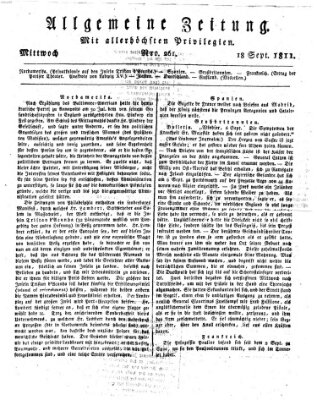 Allgemeine Zeitung Mittwoch 18. September 1811