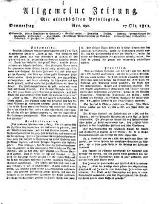 Allgemeine Zeitung Donnerstag 17. Oktober 1811