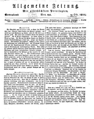 Allgemeine Zeitung Samstag 19. Oktober 1811