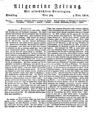 Allgemeine Zeitung Dienstag 5. November 1811