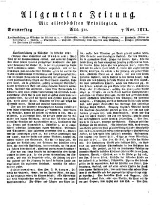 Allgemeine Zeitung Donnerstag 7. November 1811