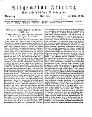 Allgemeine Zeitung Sonntag 29. Dezember 1811