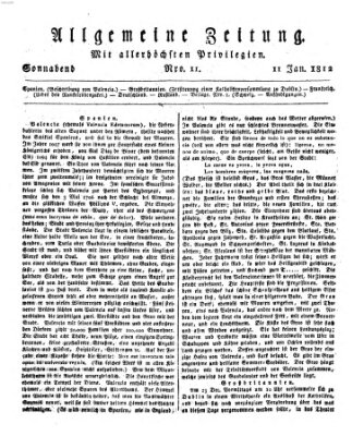 Allgemeine Zeitung Samstag 11. Januar 1812