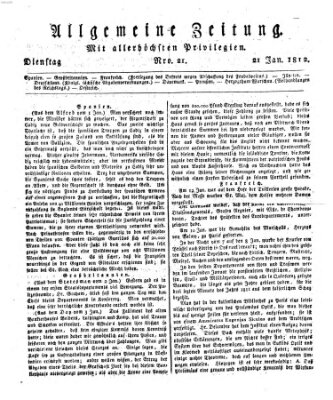 Allgemeine Zeitung Dienstag 21. Januar 1812