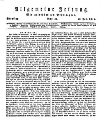Allgemeine Zeitung Dienstag 28. Januar 1812
