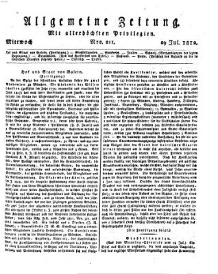 Allgemeine Zeitung Mittwoch 29. Juli 1812