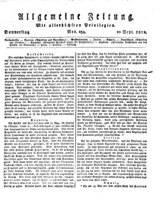 Allgemeine Zeitung Donnerstag 10. September 1812