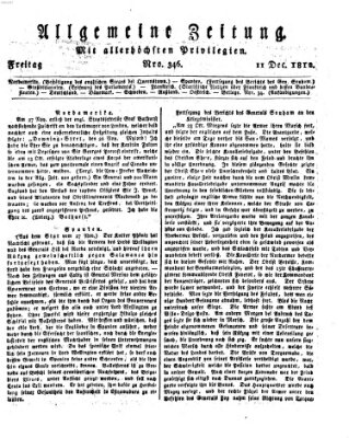Allgemeine Zeitung Freitag 11. Dezember 1812